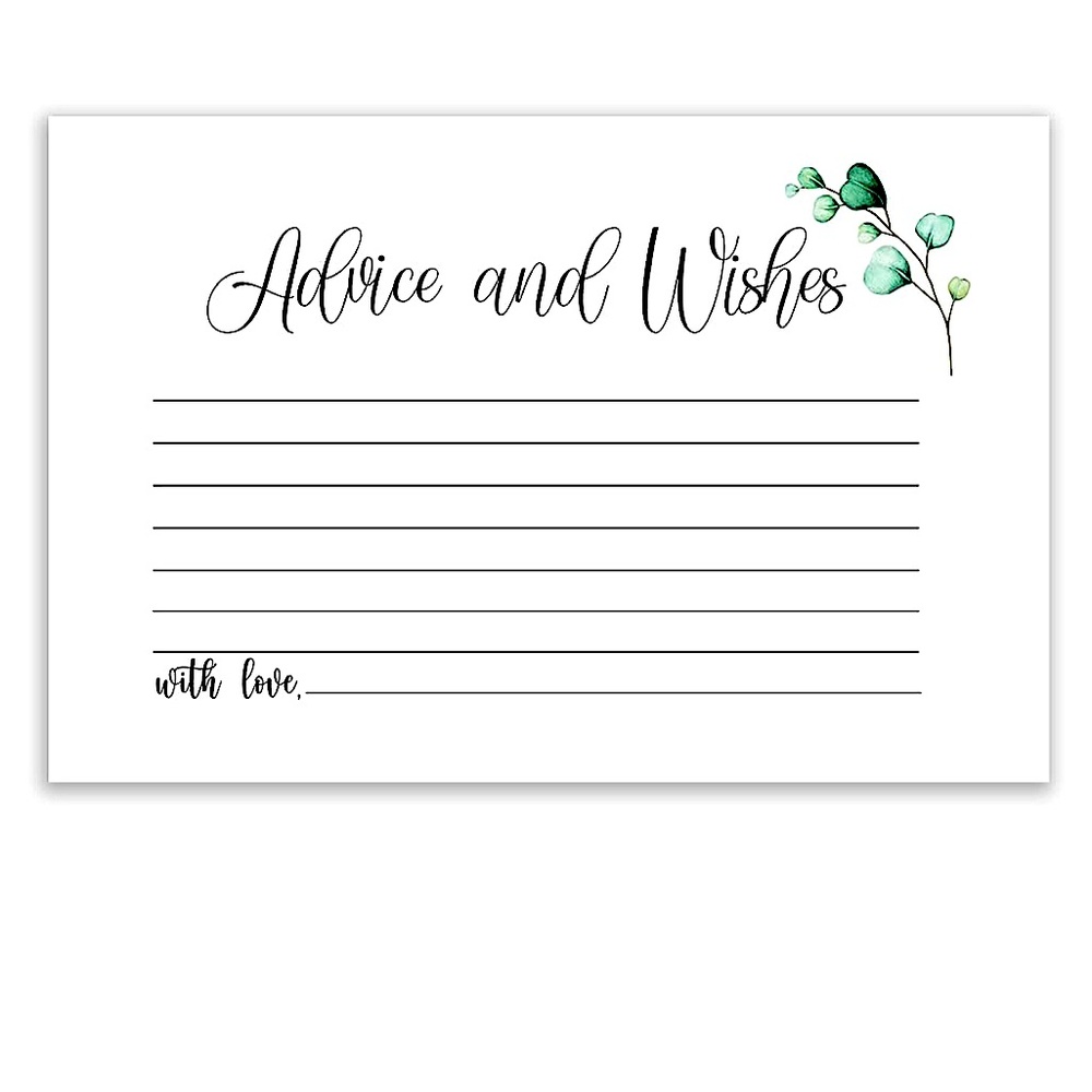 Wedding Cards advice with pens 70 count 4x6 cards eucalyptus green nature garden